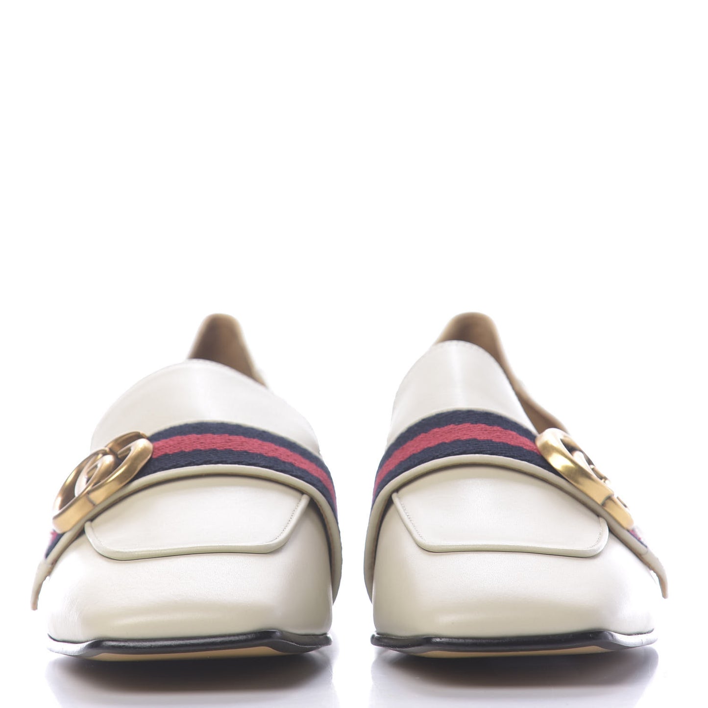 Betis Glamour Calfskin Web Pearl Embellished Peyton 35mm Loafer Pumps 37 Mystic White