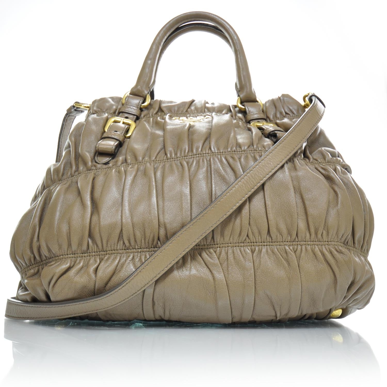 Prada Nappa Leather Gaufre Tote Beige 1 of 10