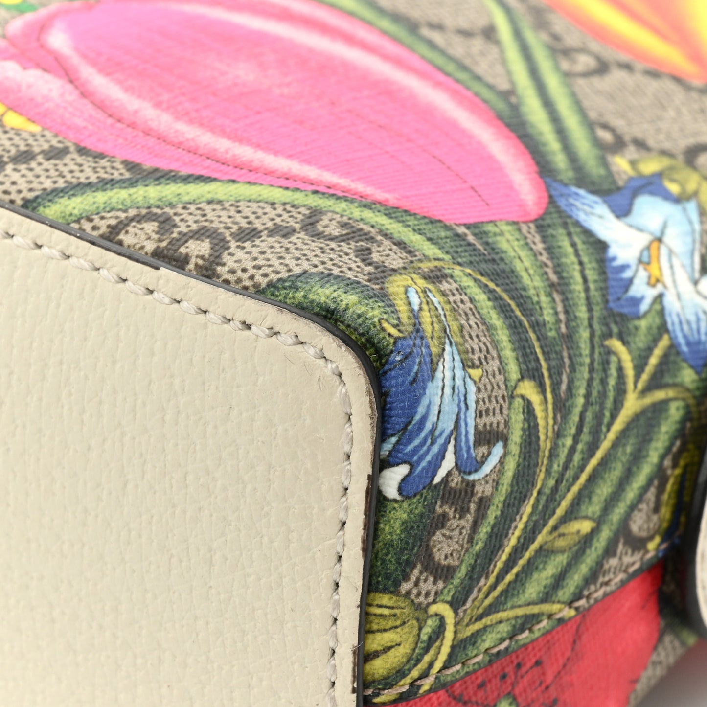 GG Supreme Monogram Flora Web GG Small Ophidia Dome Shoulder Bag White