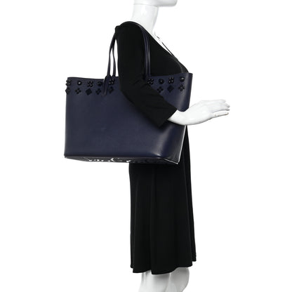 Christian Louboutin Calfskin Empire Spike Studded East West Cabata Tote Navy 2 of 12