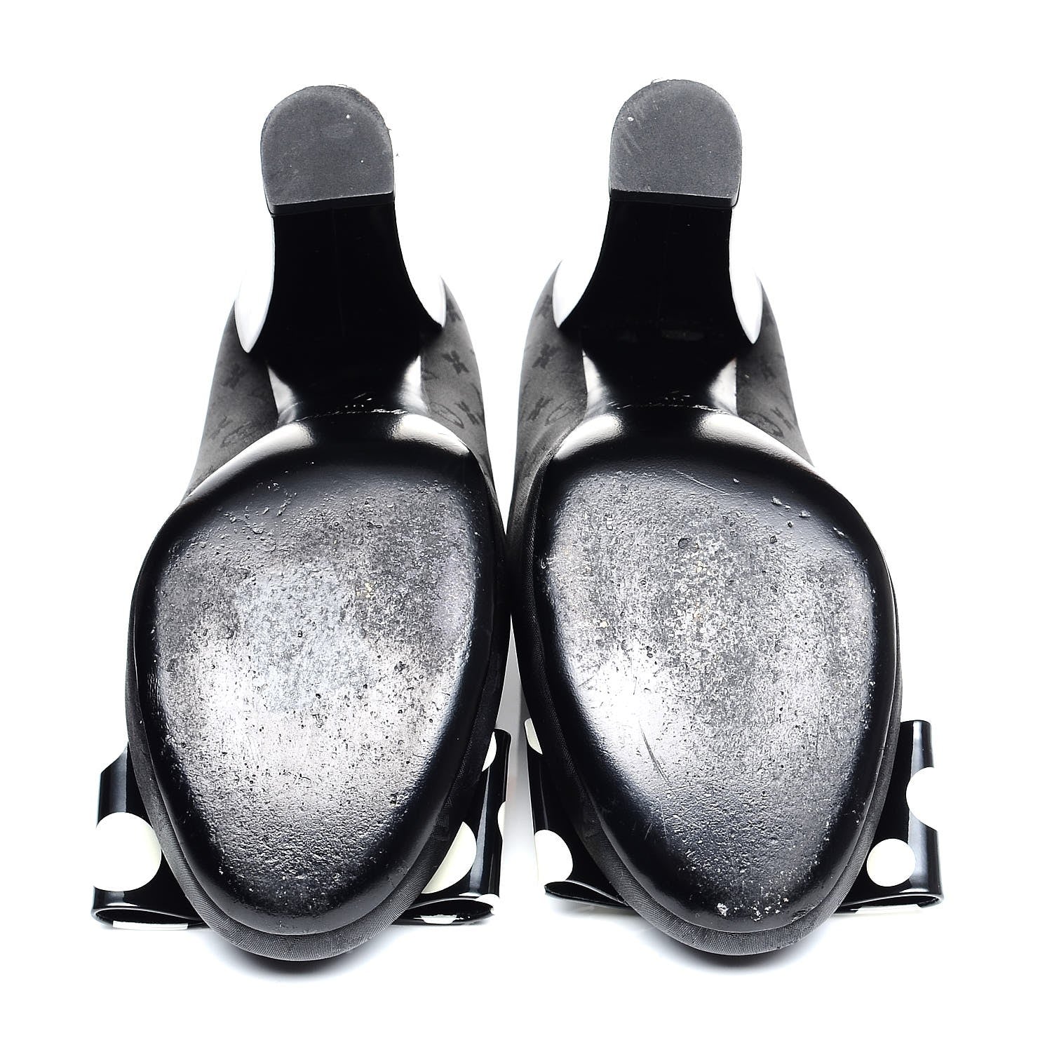 Louis Vuitton Satin Patent Kusama Infinity Dots Pumps 38 Black White 7 of 10