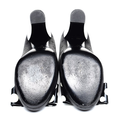 Louis Vuitton Satin Patent Kusama Infinity Dots Pumps 38 Black White 7 of 10