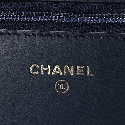 Chanel Caviar Quilted Boy Wallet On Chain WOC Navy 6 of 10