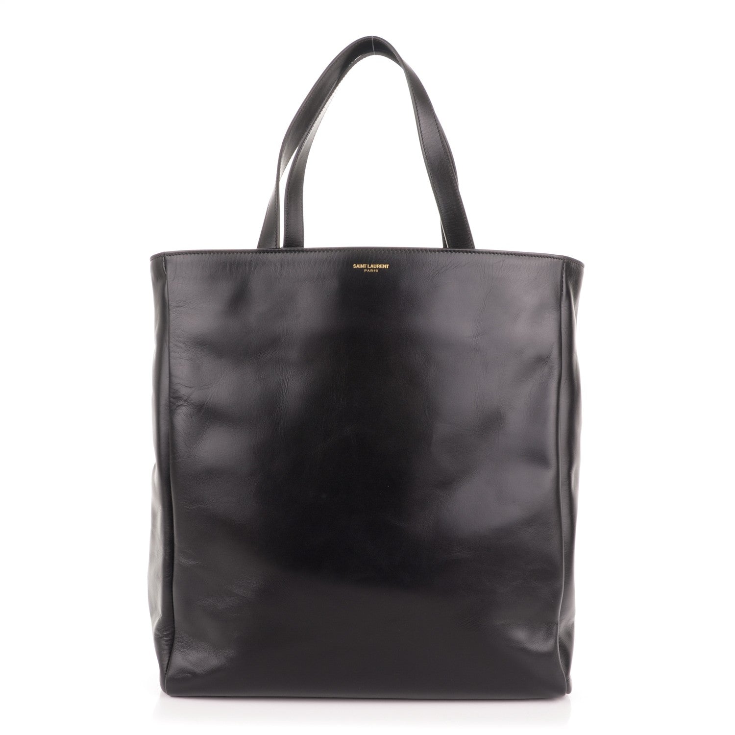 Saint Laurent Calfskin Suede North South Reversible Shopping Tote Black Amarena 1 of 9