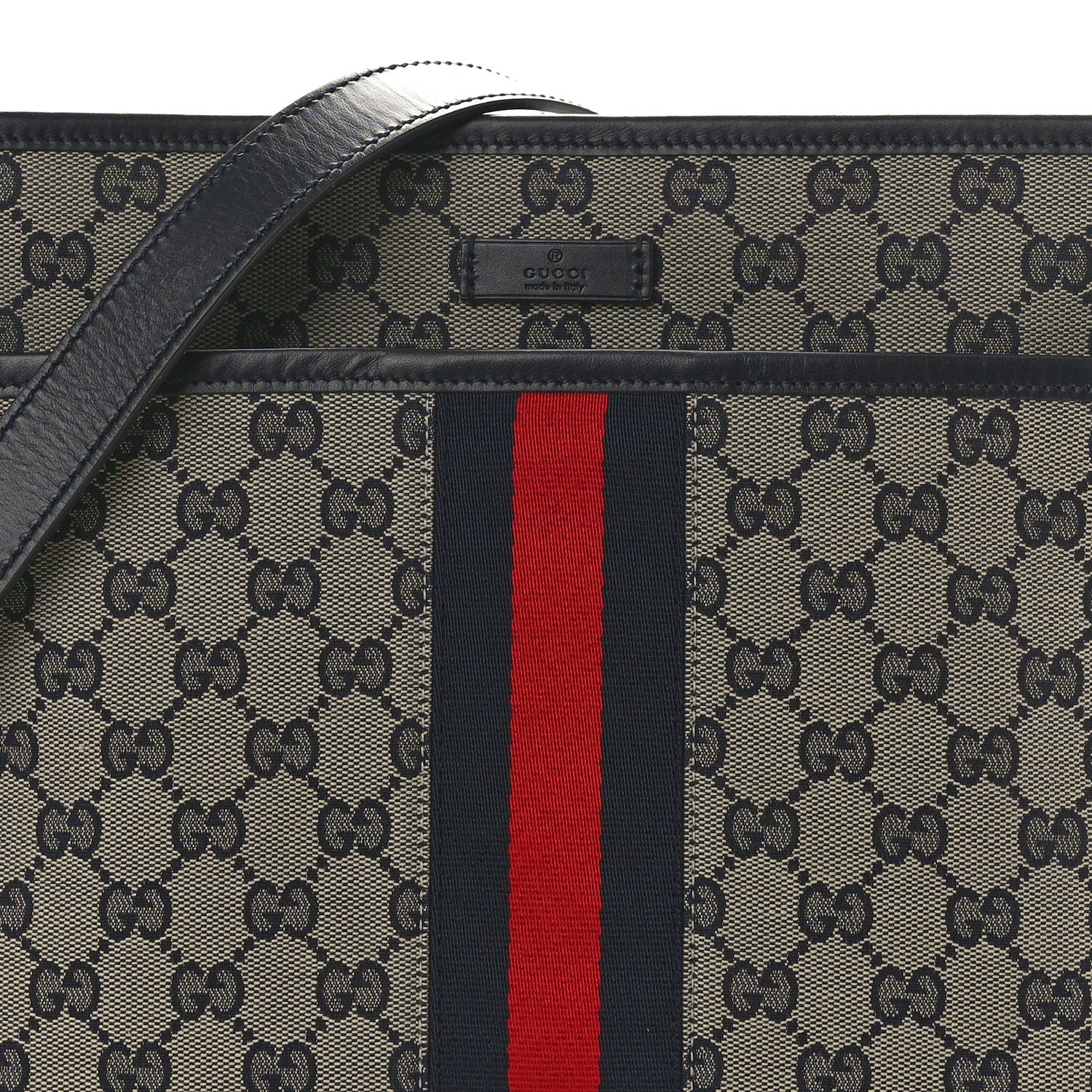 Gucci GG Supreme Monogram Web Flat Messenger Bag Navy 8 of 10