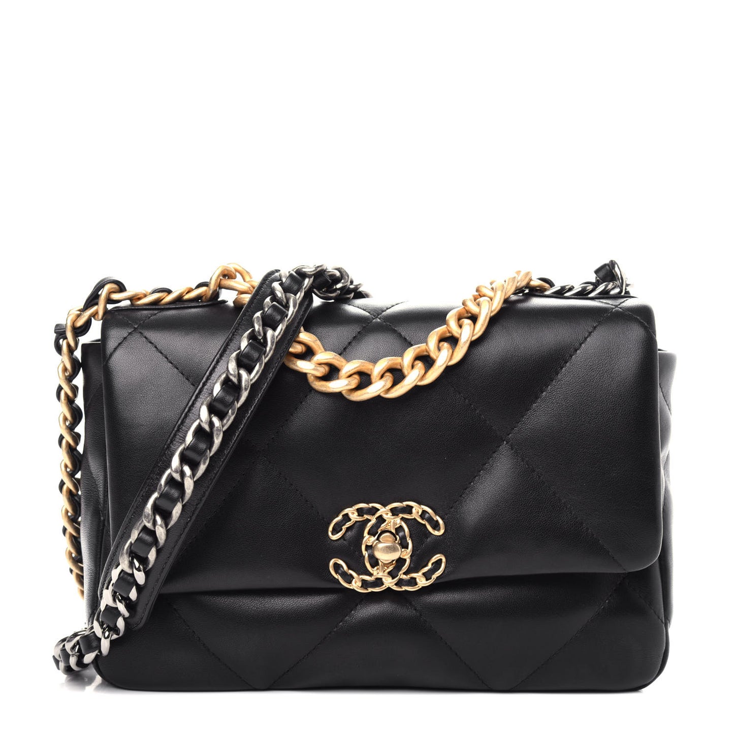 Lambskin Quilted Medium Chanel 19 Flap Black