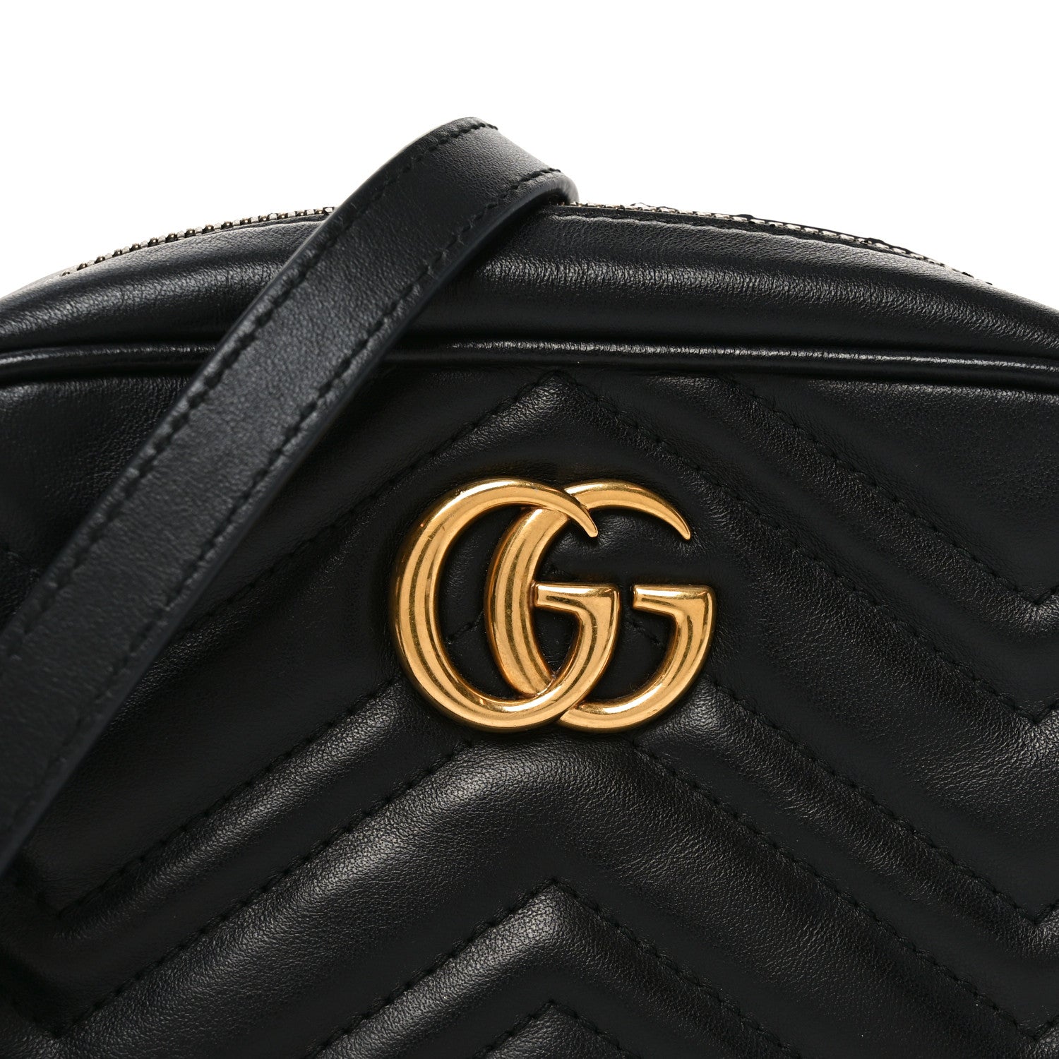 Gucci Calfskin Matelasse Mini GG Marmont Chain Shoulder Bag Black 8 of 11