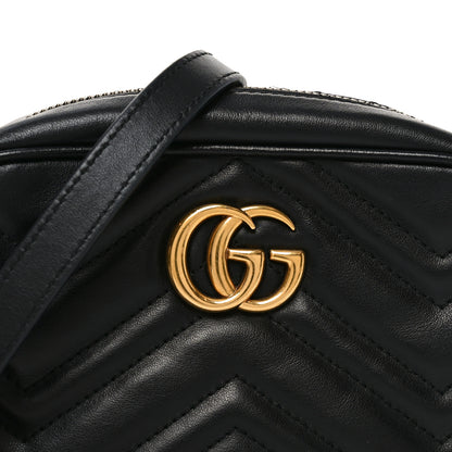 Gucci Calfskin Matelasse Mini GG Marmont Chain Shoulder Bag Black 8 of 11