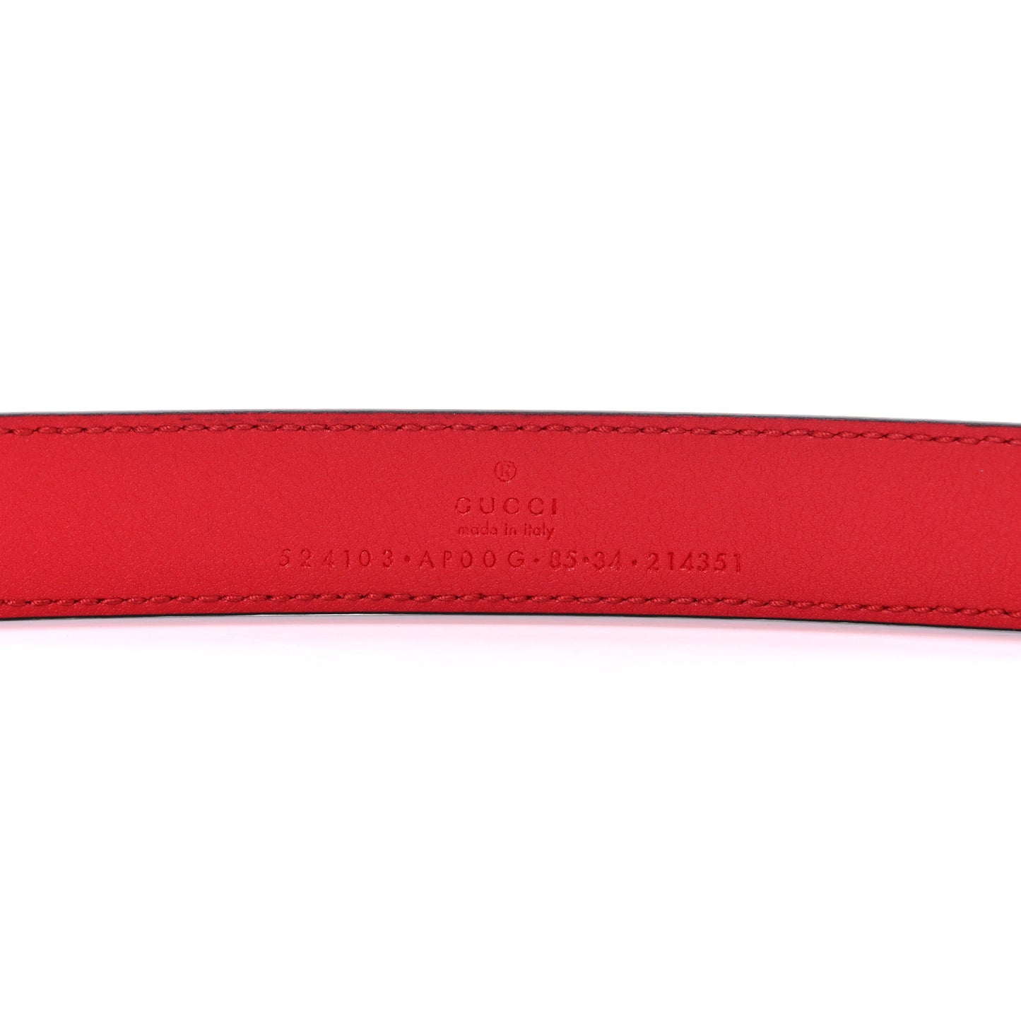 Moon Calfskin Torchon Double G 25mm Belt 85 34 Hibiscus Red