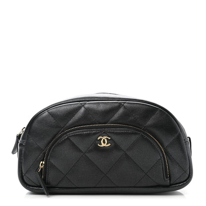 Chanel Lambskin Quilted Double Zip Pouch Black 1 of 7