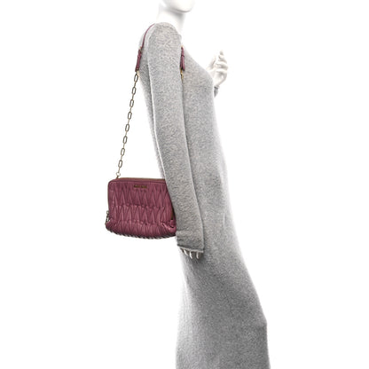 Miu Miu Vitello Lux Matelasse Double Zip Shoulder Bag Rosa 2 of 13