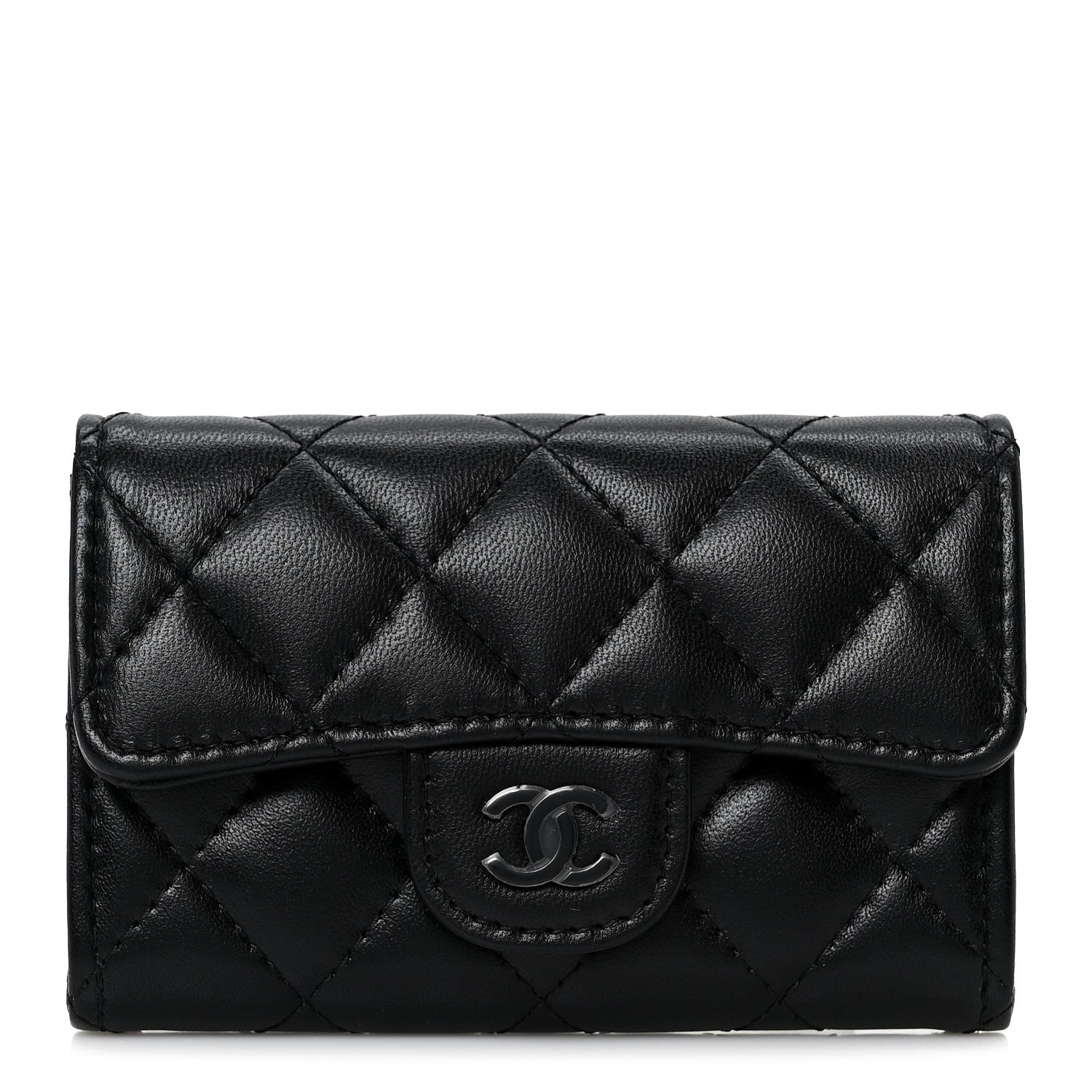 Chanel Lambskin Quilted Flap Card Holder Wallet So Black 1 of 10