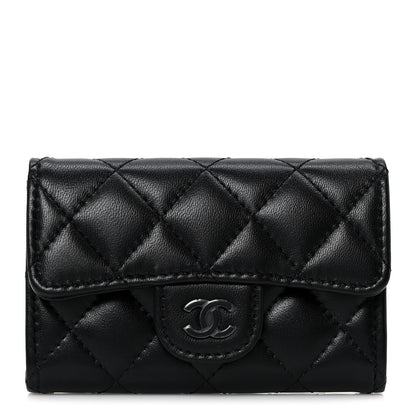 Chanel Lambskin Quilted Flap Card Holder Wallet So Black 1 of 10