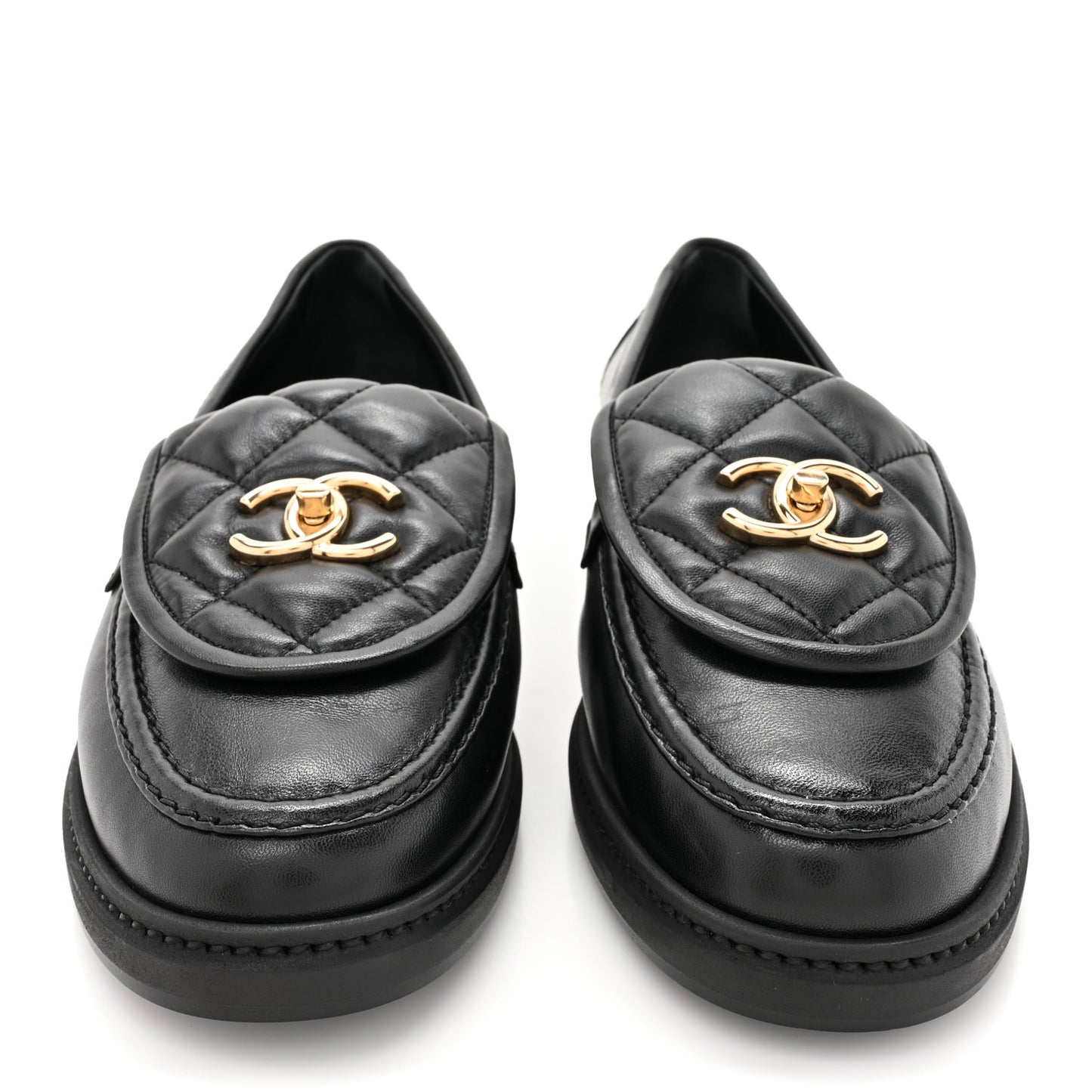 Lambskin Quilted CC Turnlock Loafers 39 Black