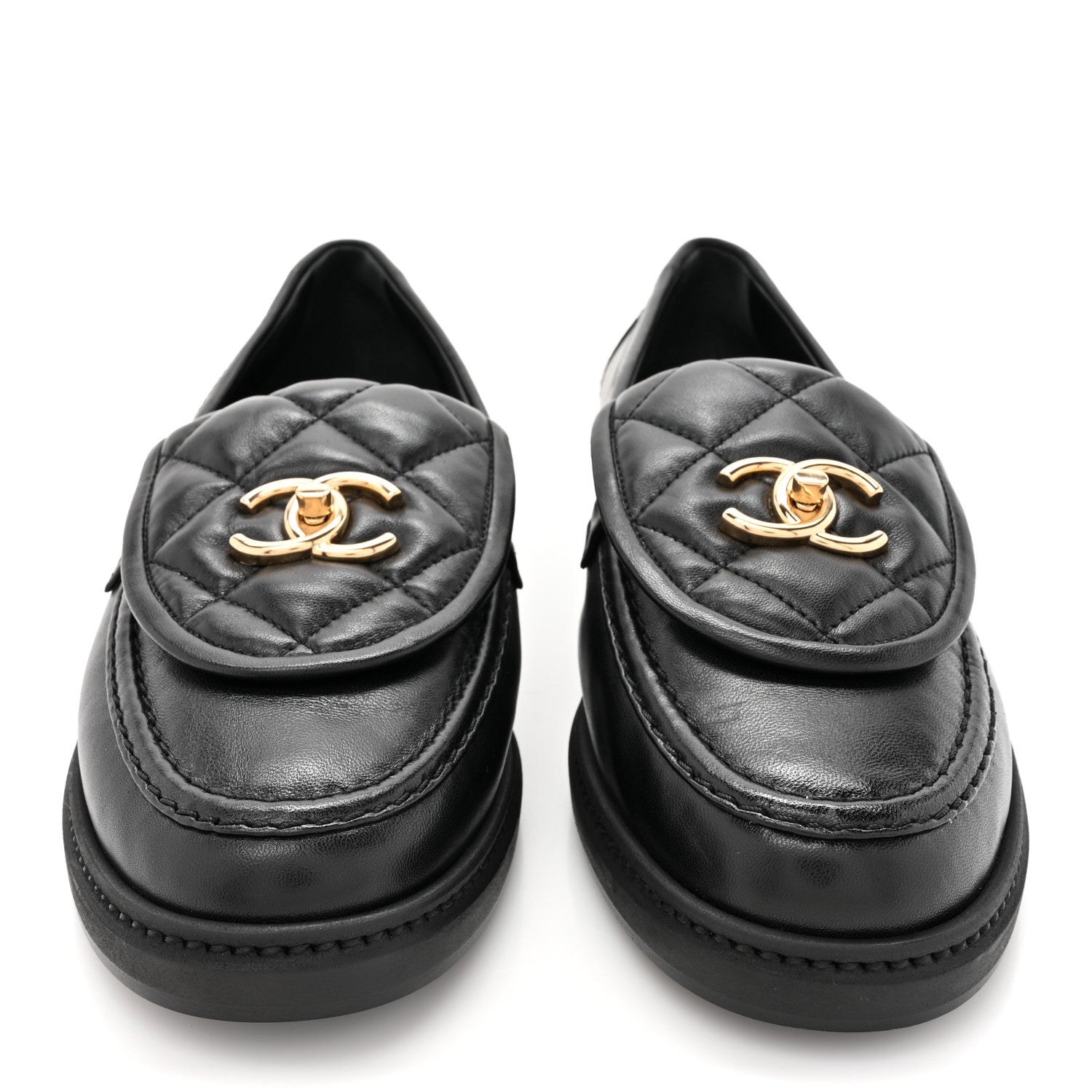 Chanel Lambskin Quilted CC Turnlock Loafers 39 Black 2 of 8