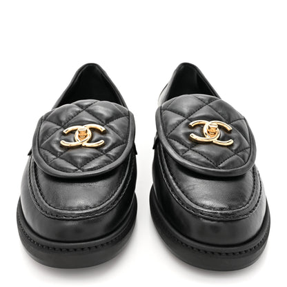 Chanel Lambskin Quilted CC Turnlock Loafers 39 Black 2 of 8