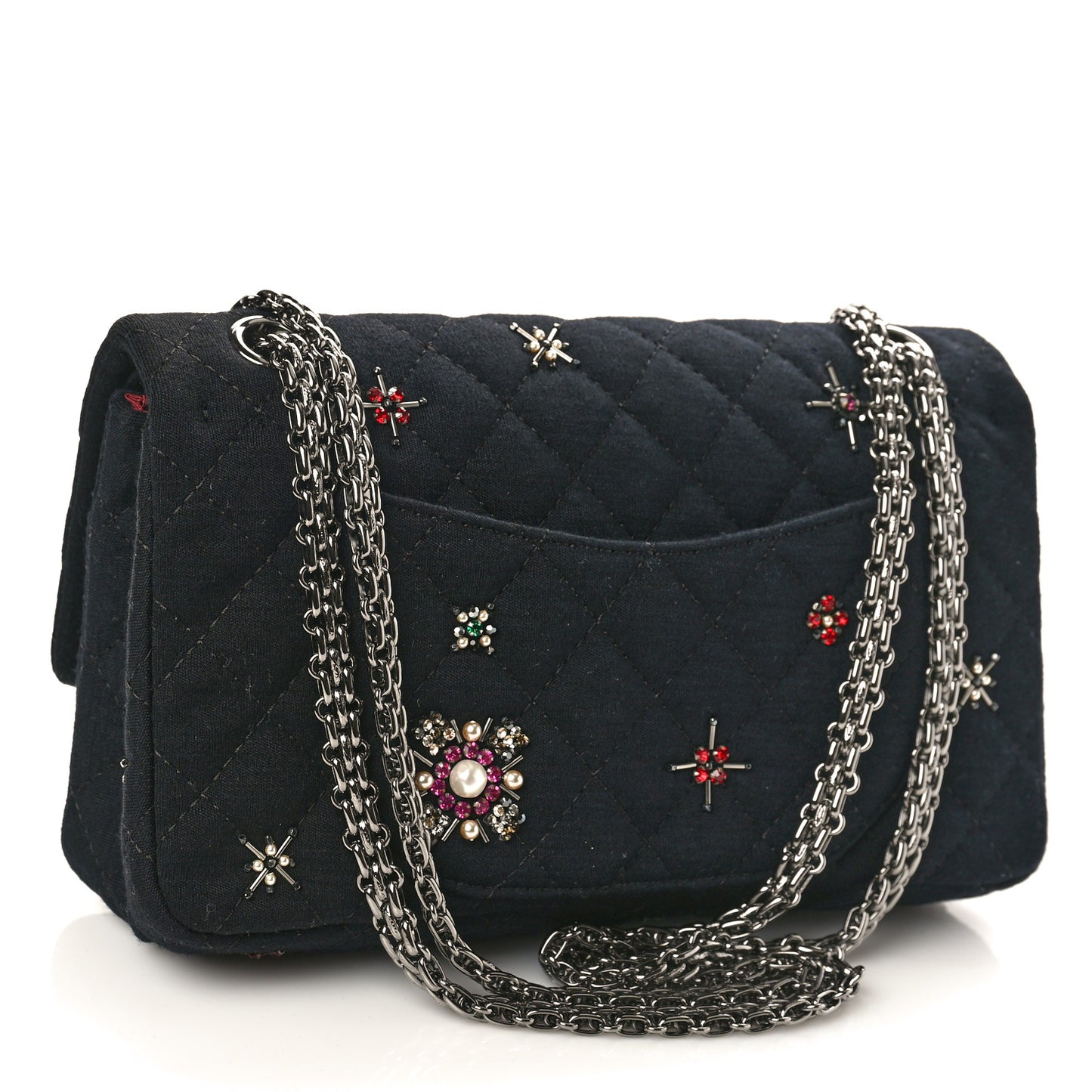 Jersey Quilted Embellished 2.55 Reissue 225 Flap Black