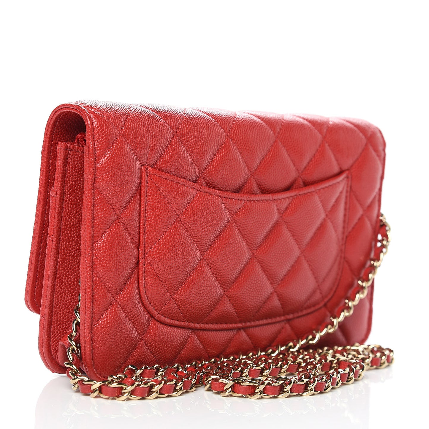 Caviar Quilted Wallet on Chain WOC Red
