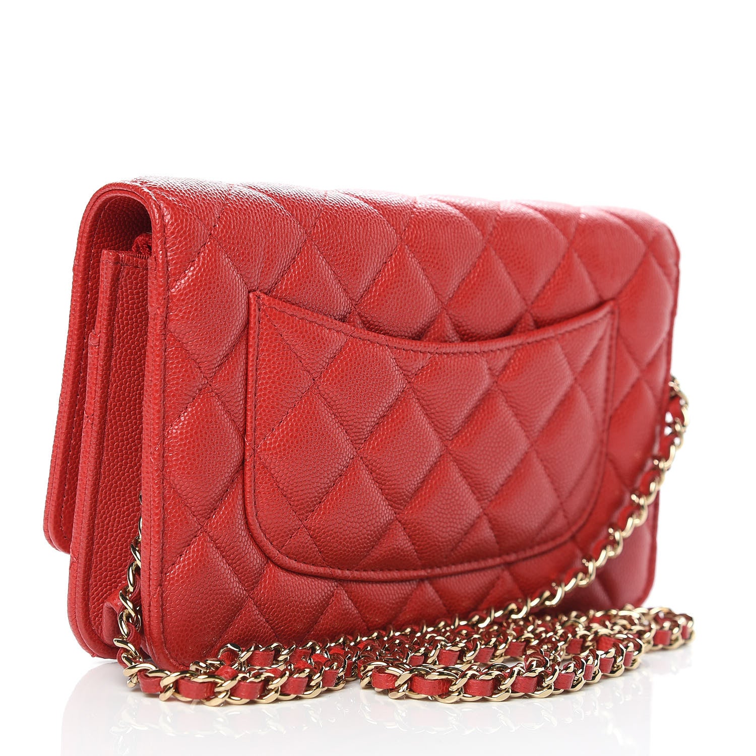 Chanel Caviar Quilted Wallet on Chain WOC Red 3 of 11