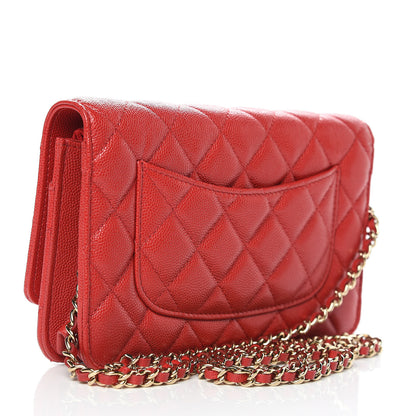 Chanel Caviar Quilted Wallet on Chain WOC Red 3 of 11