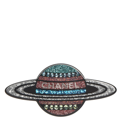 Chanel Glittered Resin Strass Planet Brooch Silver Blue Pink 1 of 6