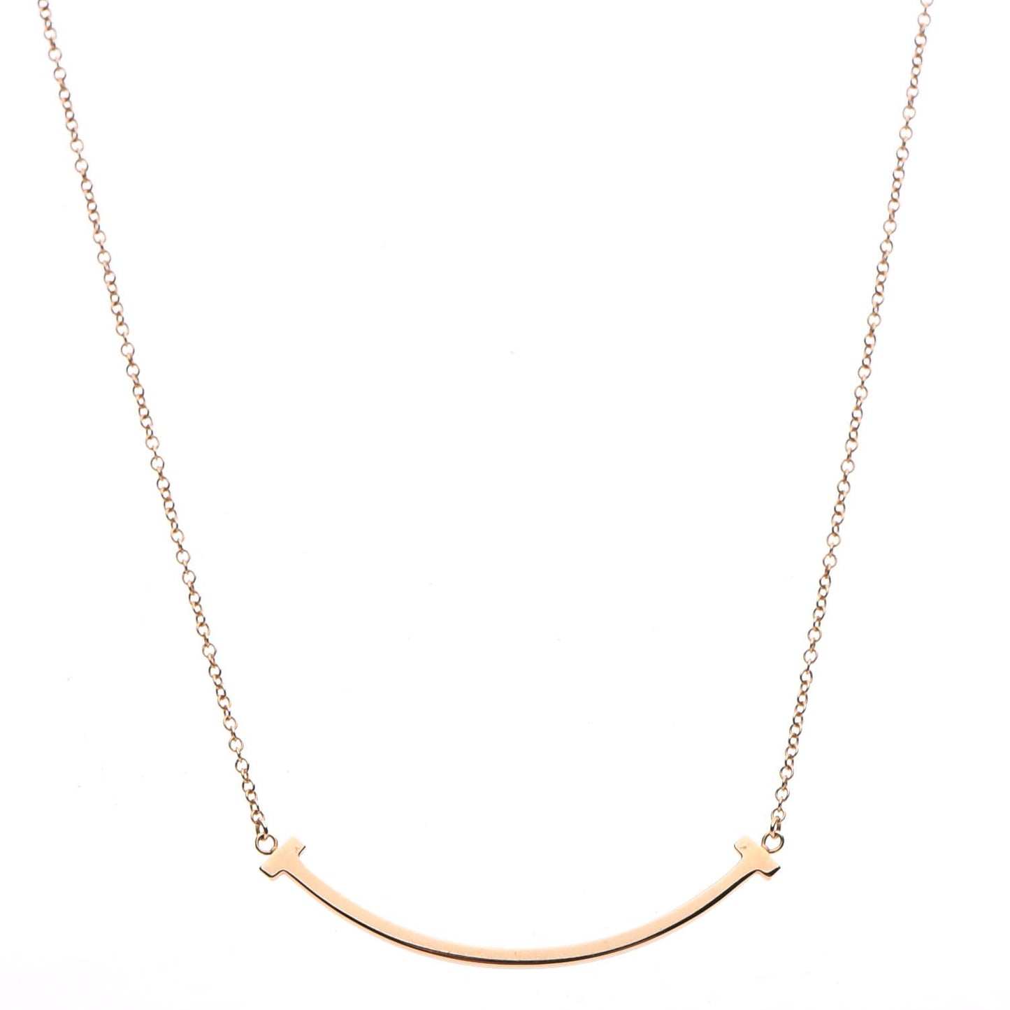 18K Rose Gold Small T Smile Pendant Necklace