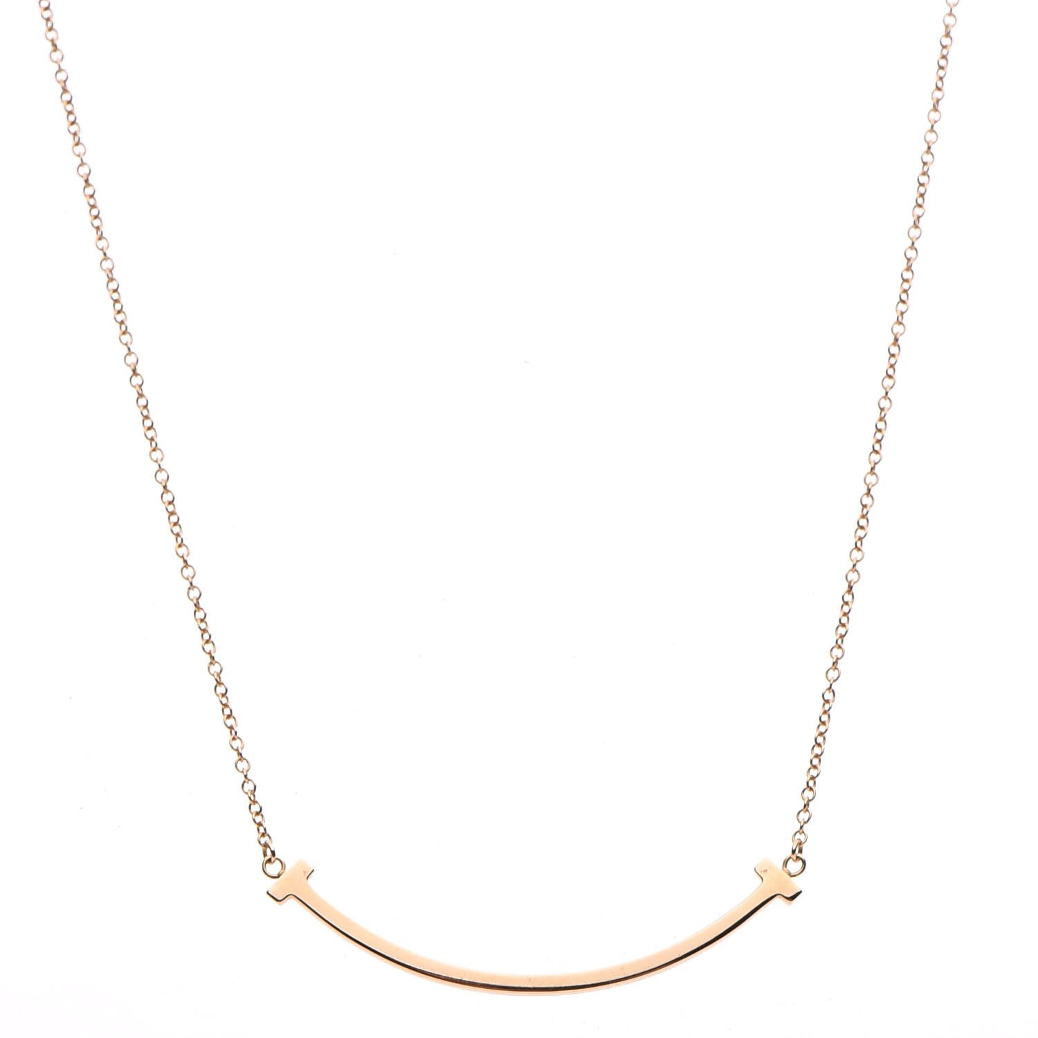 Tiffany 18K Rose Gold Small T Smile Pendant Necklace 3 of 7