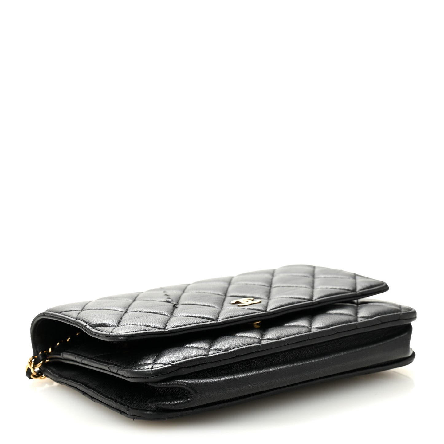 Lambskin Quilted Wallet On Chain WOC Black