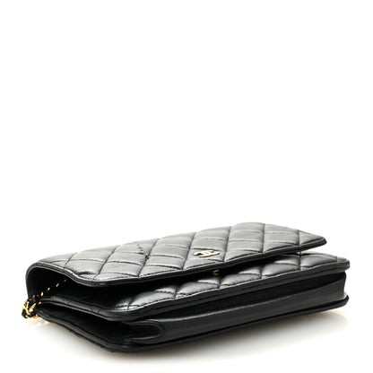 Chanel Lambskin Quilted Wallet On Chain WOC Black 4 of 13