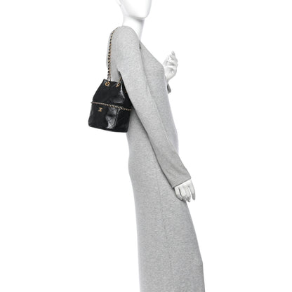 Chanel Shiny Lambskin Quilted Chain Around Drawstring Bucket Clutch With Chain Black 2 of 10