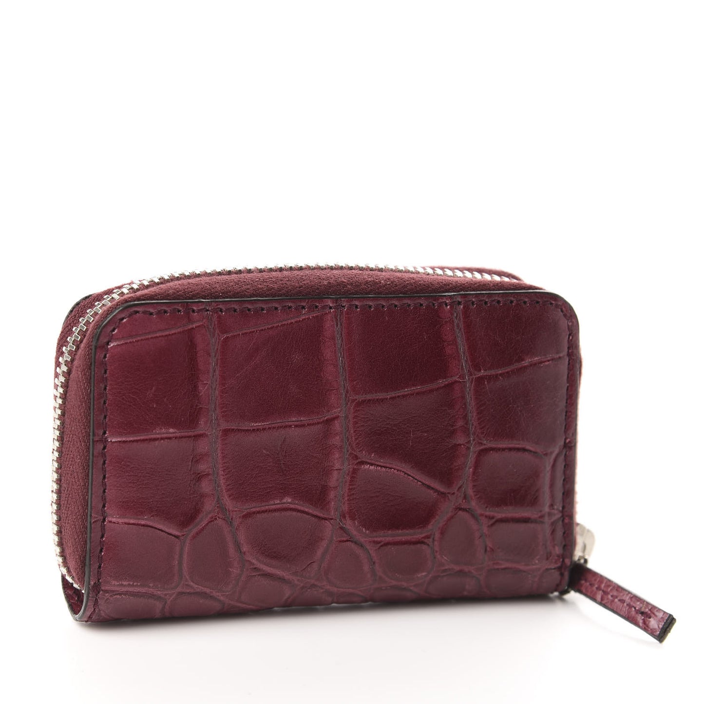 Crocodile Zip Around Card Case Cherry Gloss