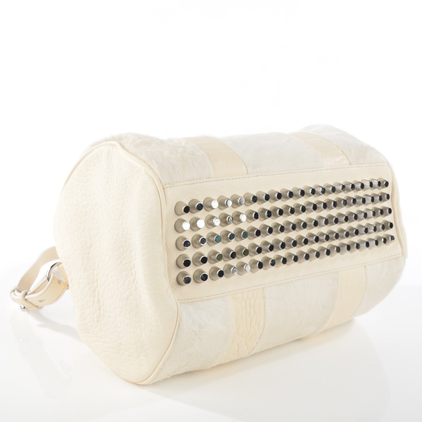 Pebbled Lambskin Pony Hair Rocco White Rhodium Hardware