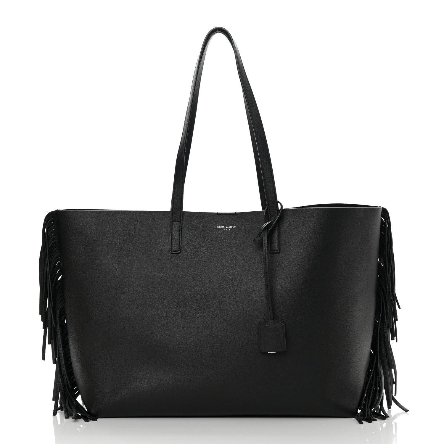 Saint Laurent Calfskin Large Fringe Shopping Tote Black 3 of 12