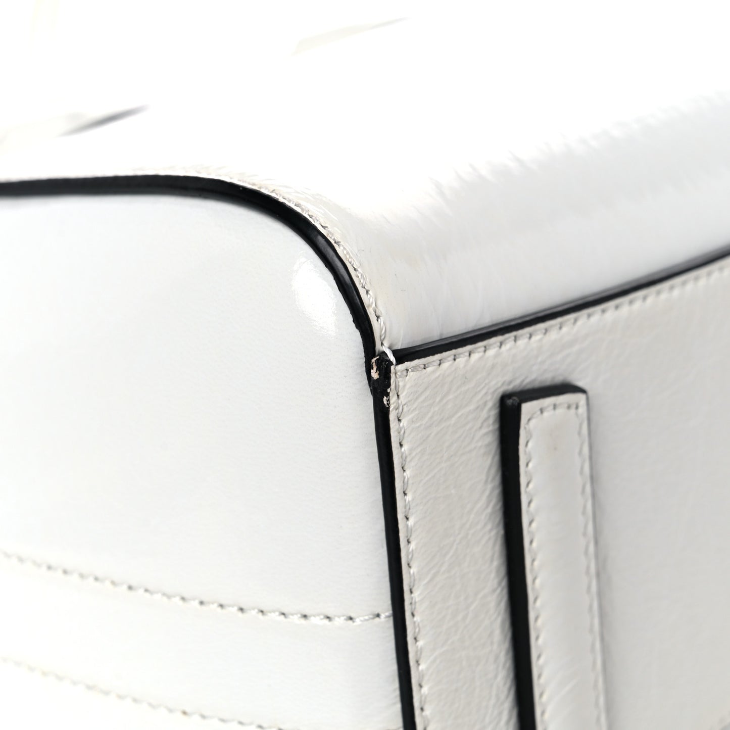 Crinkled Patent Calfskin Mini Antigona White