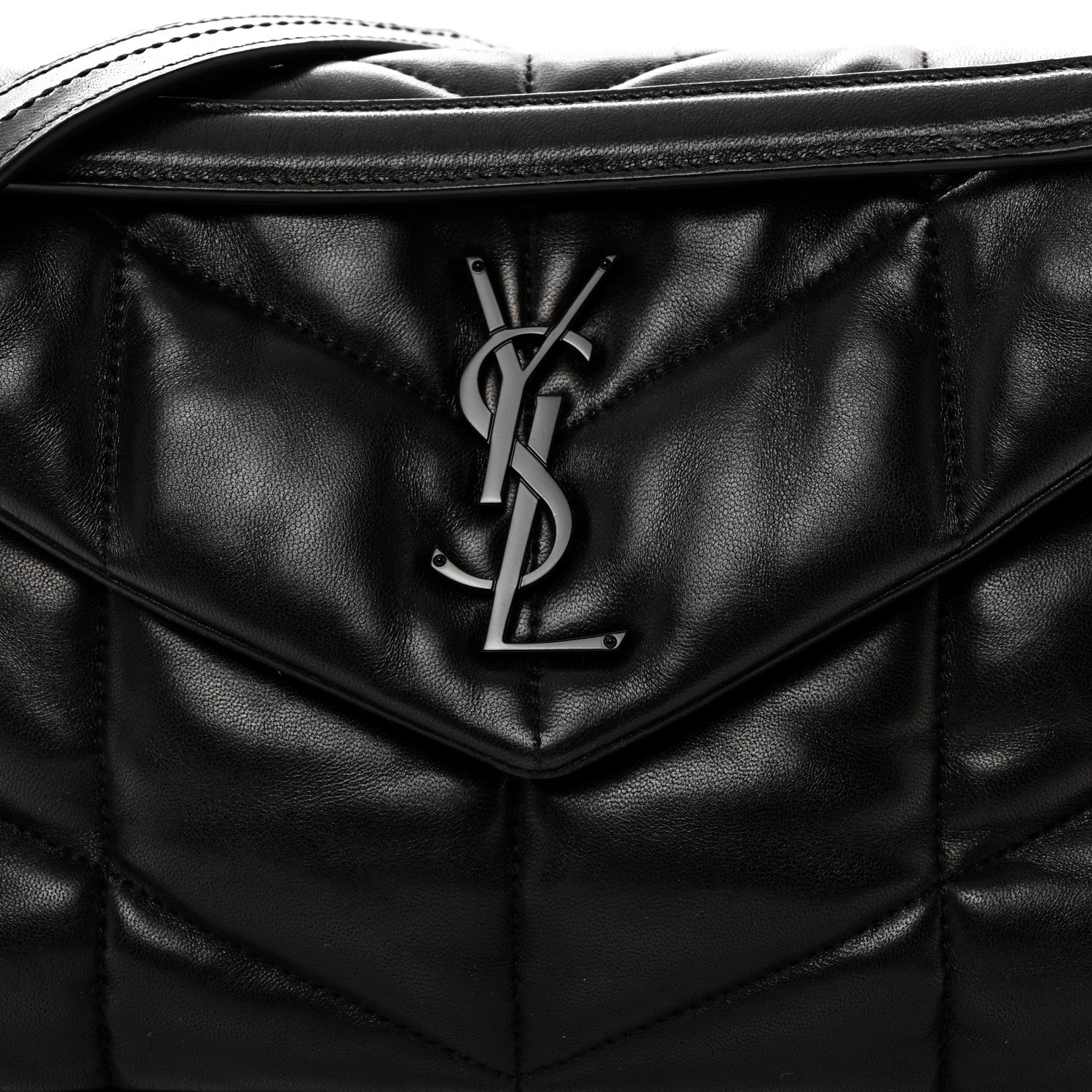 Saint Laurent Lambskin Quilted Monogram Monochrome Small Loulou Puffer Chain Satchel Black 8 of 10