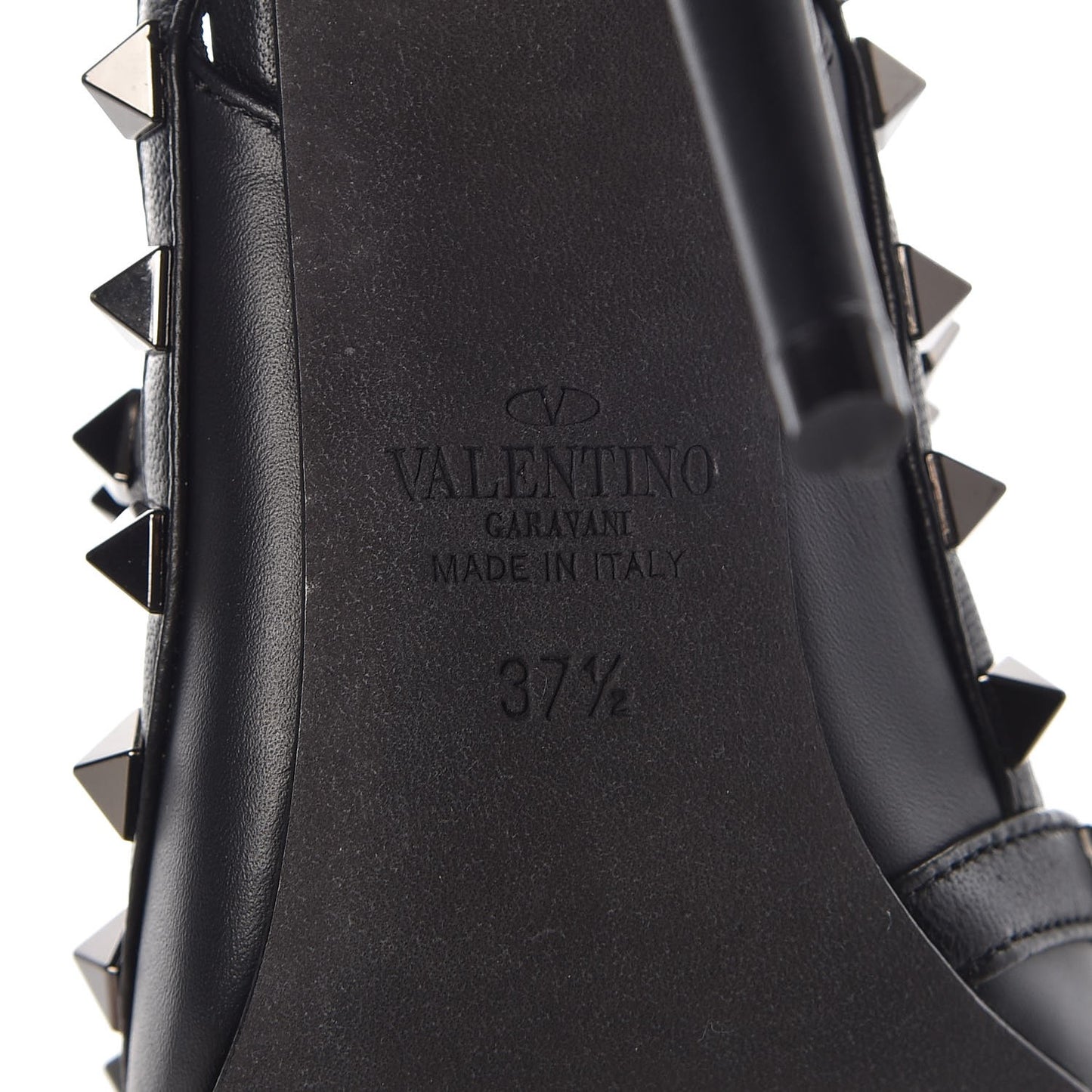 Calfskin Nappa Rockstud Ankle Strap 100mm Pumps 37.5 Black