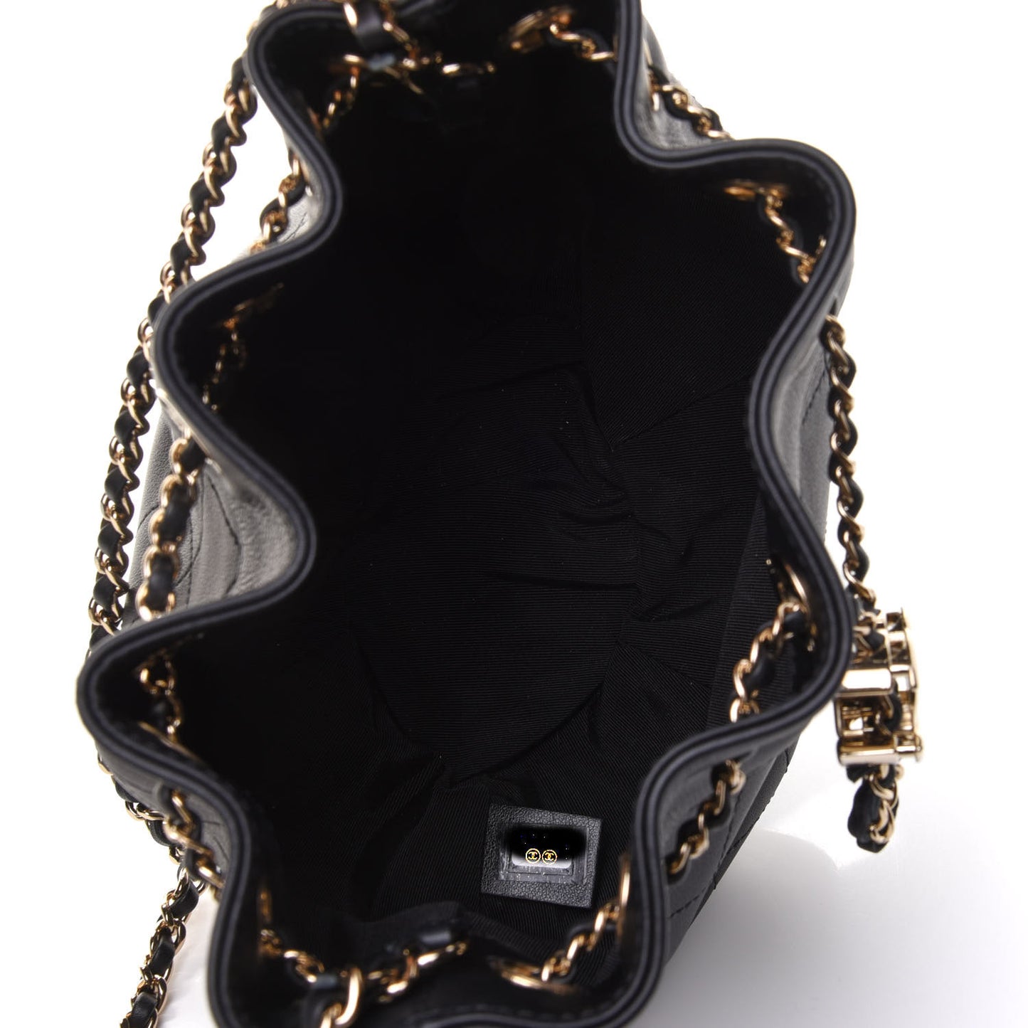 Calfskin Mini Drawstring CC Bag Black