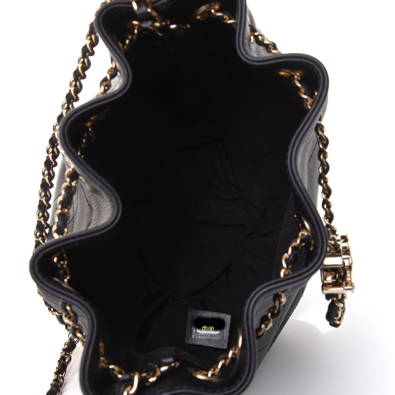 Chanel Calfskin Mini Drawstring CC Bag Black 5 of 12