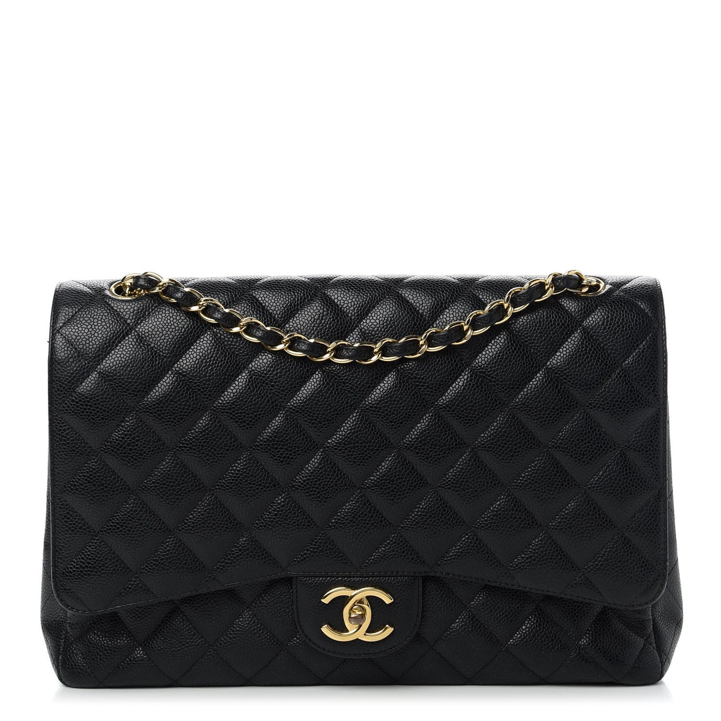 Caviar Quilted Maxi Double Flap Black