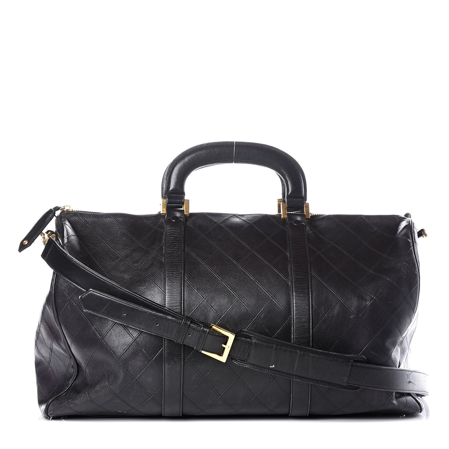 Calfskin Stitched Duffel Bag Black
