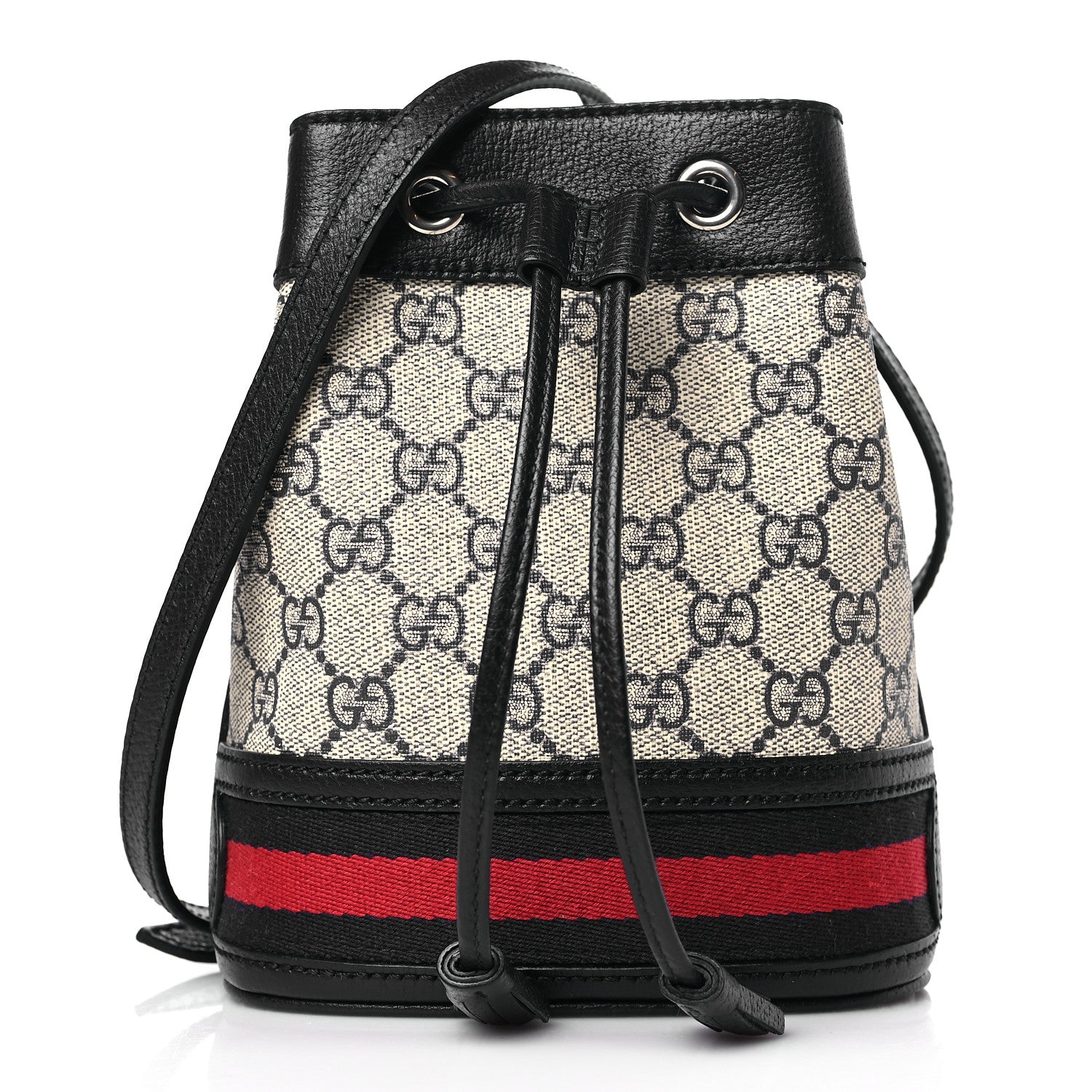 Gucci GG Supreme Monogram Web Mini Ophidia Bucket Bag Beige Blue 1 of 8