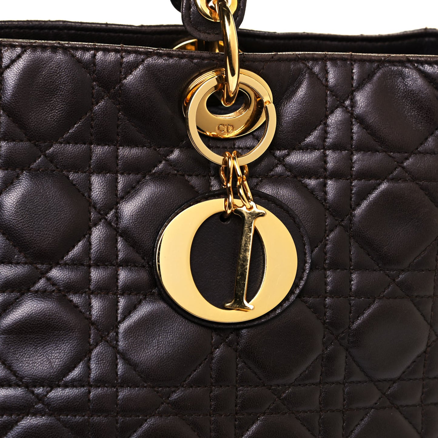 Lambskin Cannage Large Lady Dior Dark Brown
