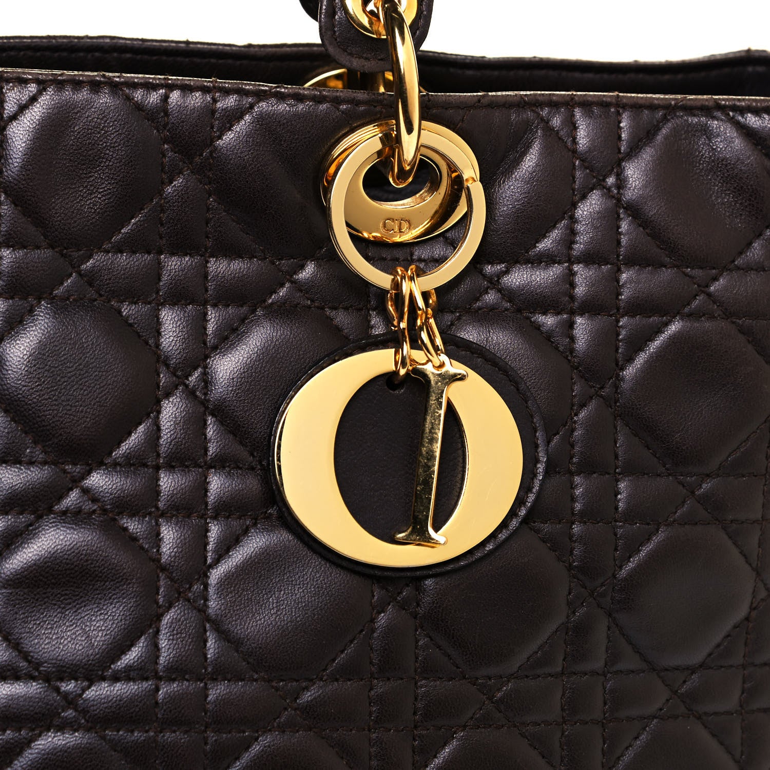 Christian Dior Lambskin Cannage Large Lady Dior Dark Brown 17 of 20