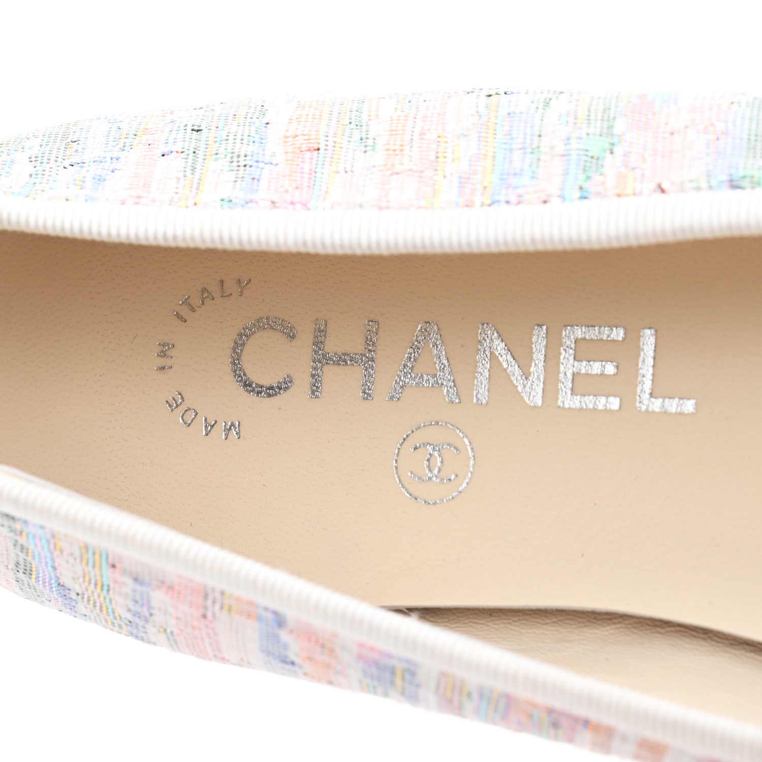 Chanel Tweed Grosgrain Cap Toe Ballerina Flats 39.5 Iridescent Multicolor 7 of 9