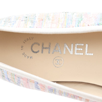 Chanel Tweed Grosgrain Cap Toe Ballerina Flats 39.5 Iridescent Multicolor 7 of 9