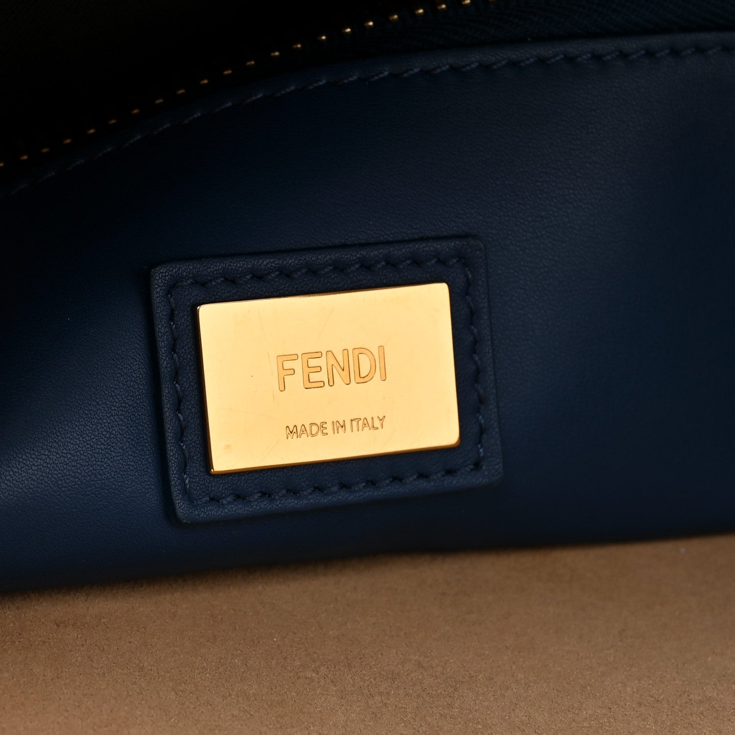Fendi Vitello Seta Burro Large Peekaboo Iconic Satchel Cuoio Cobalto 7 of 19