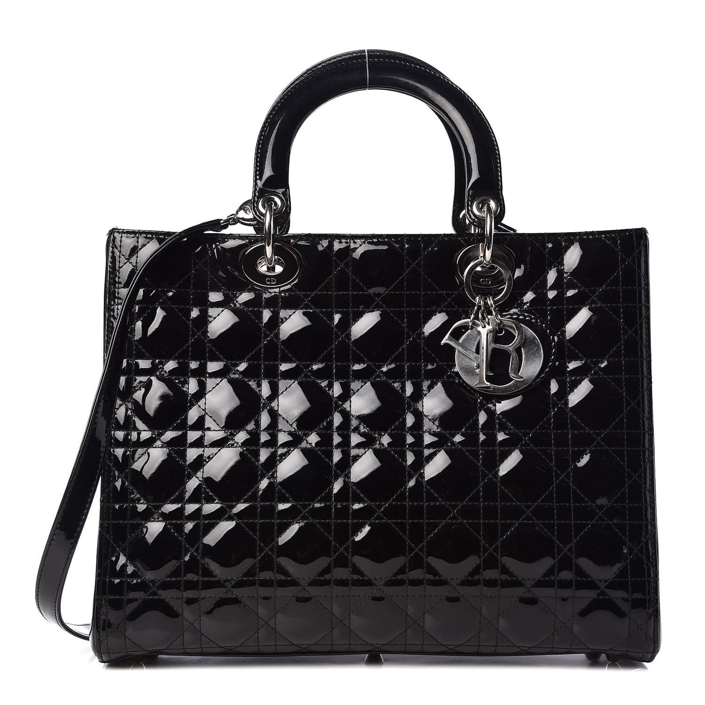 Patent Cannage Large Lady Dior Black