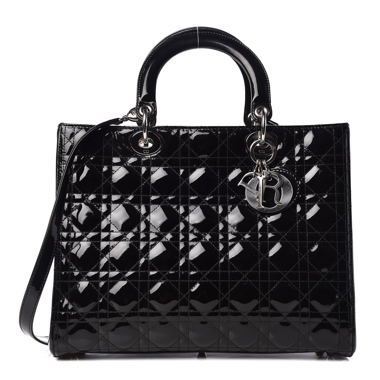 Christian Dior Patent Cannage Large Lady Dior Black 1 of 15