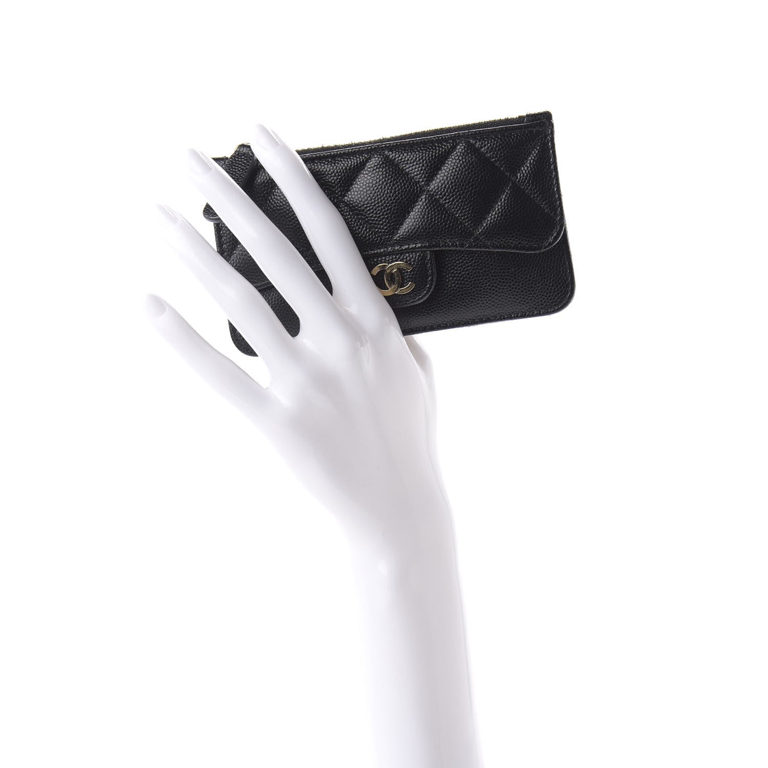 Chanel Caviar Quilted Flap Zip Card Holder Black 2 of 11