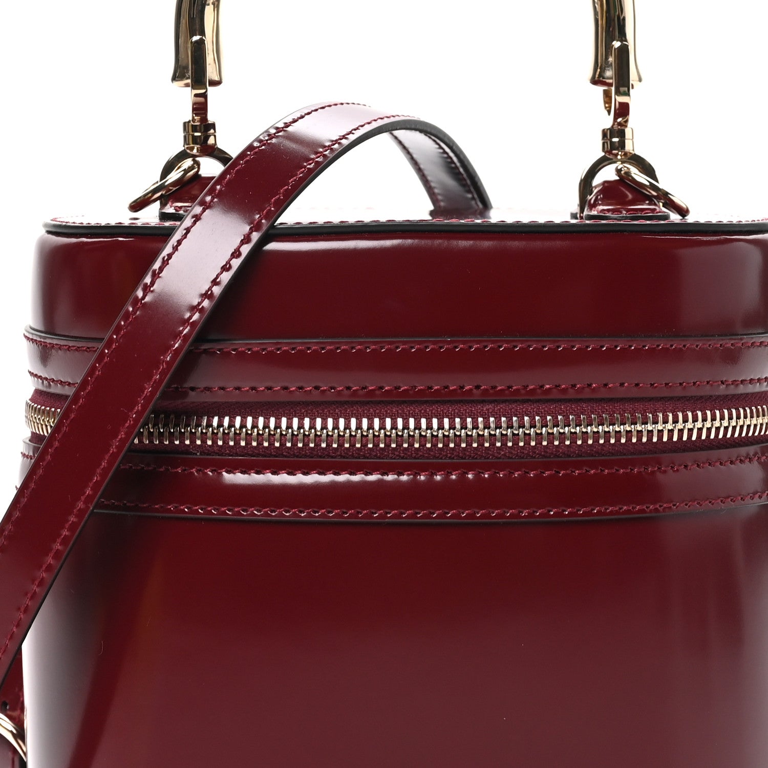 Gucci Patent Leather Bamboo Mini Vanity Bag Burgundy 8 of 10